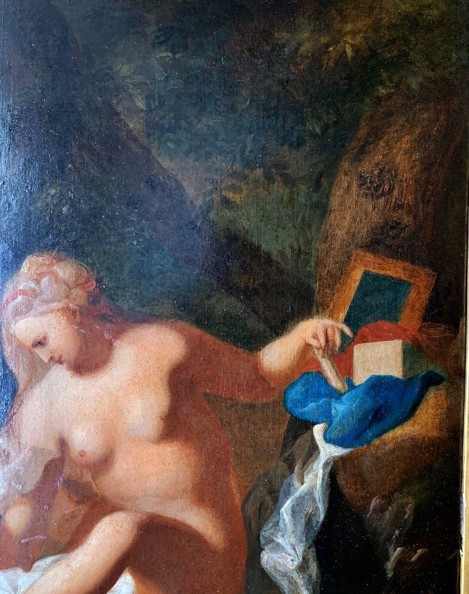 Toilette Di Venere, Interessante Olio Su Tavola. Pittore francese da studiare, inizio del XIXse-photo-1