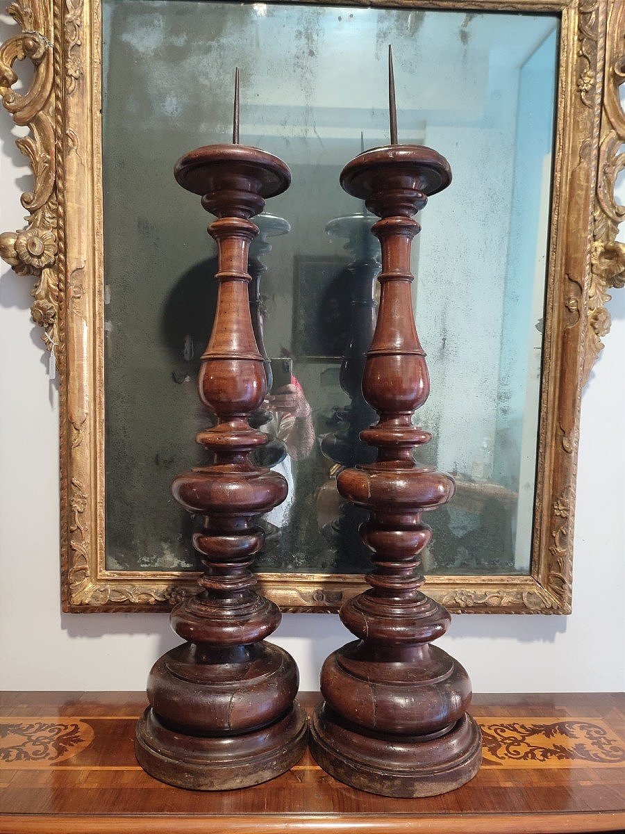 Coppia di importanti candelieri toscani della fine del '500.-photo-3