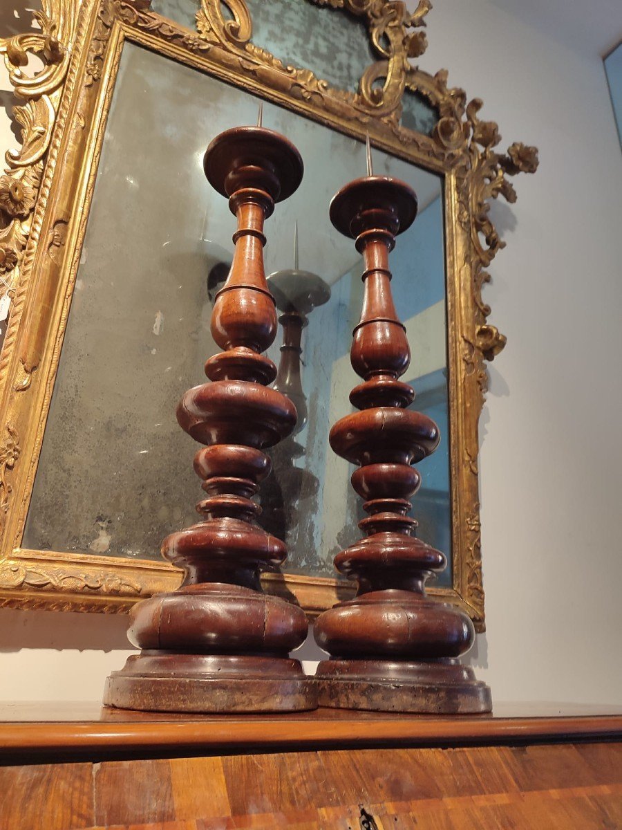 Coppia di importanti candelieri toscani della fine del '500.-photo-1