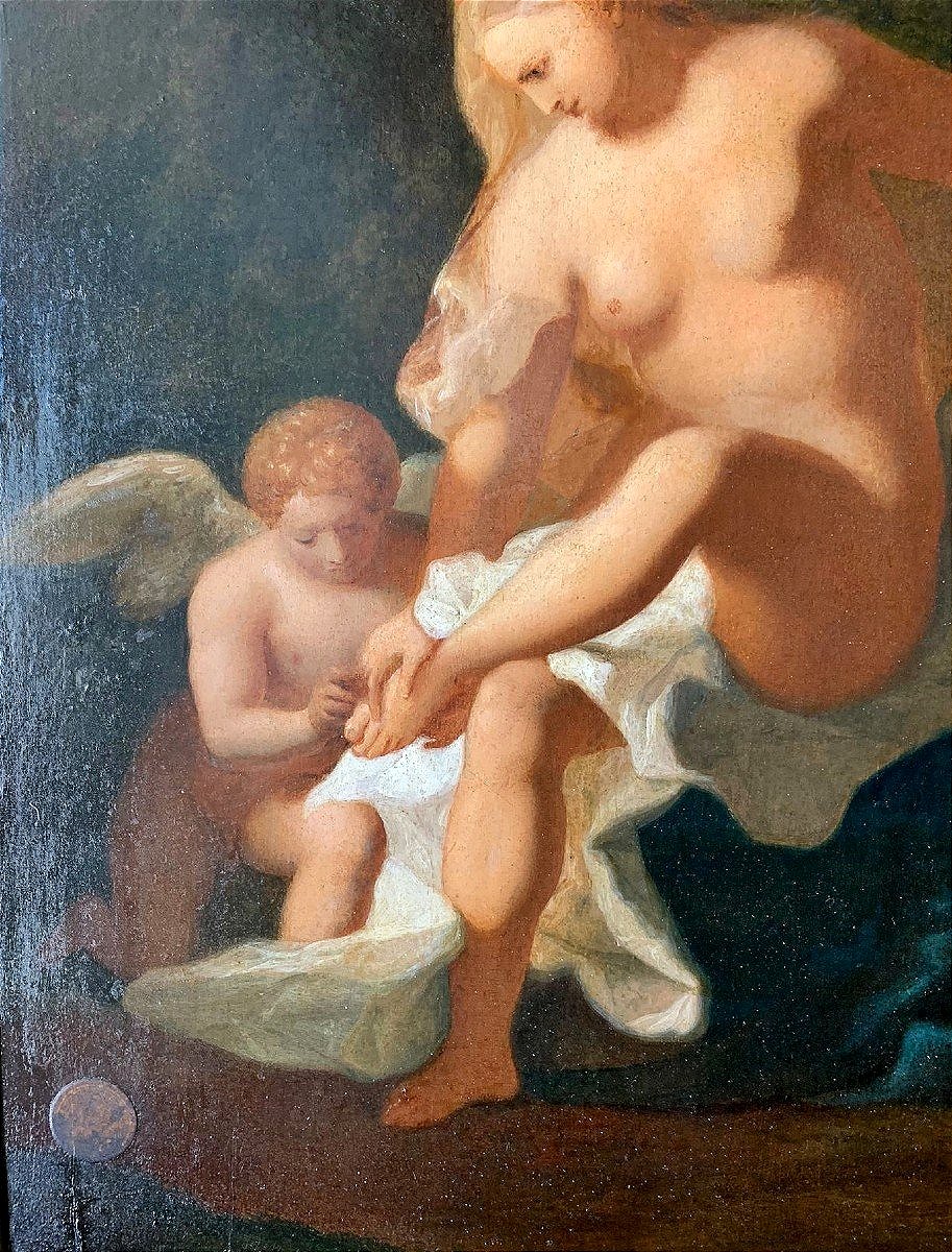 Toilette Di Venere, Olio Su Tavola.  inizio del XIXse-photo-3