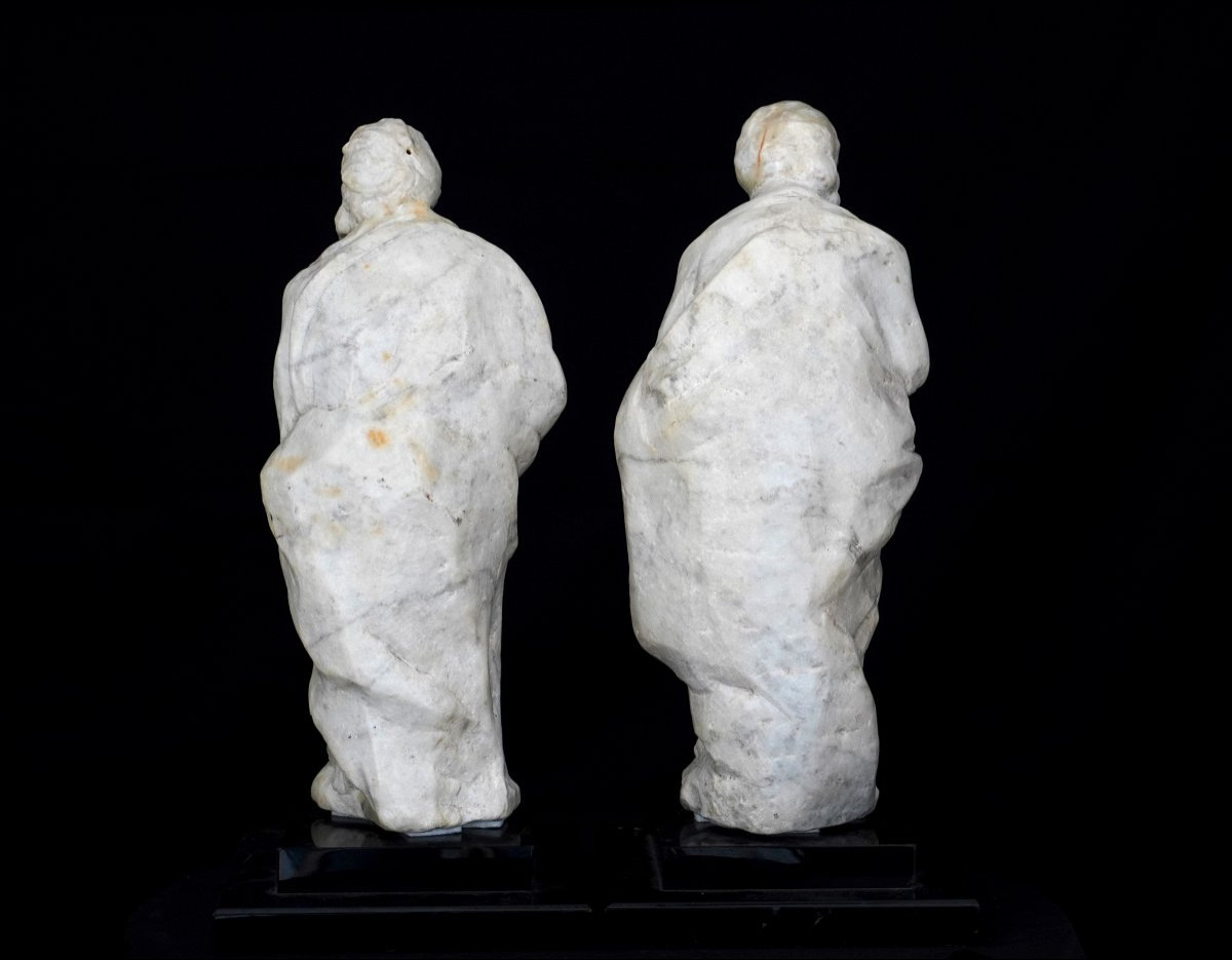 Santi Pietro e Paolo in marmo bianco scolpito. Roma, XVI secolo. -photo-4