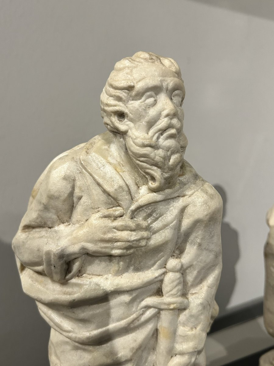 Santi Pietro e Paolo in marmo bianco scolpito. Roma, XVI secolo. -photo-2