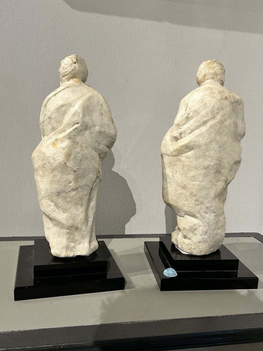 Santi Pietro e Paolo in marmo bianco scolpito. Roma, XVI secolo. -photo-3