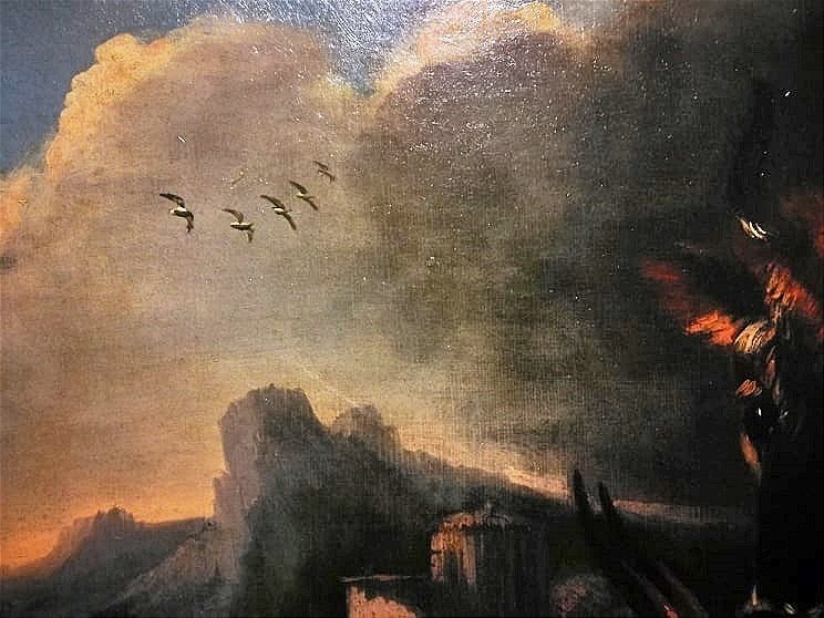 Paesaggio con scena agreste su cornice coeva attr.le a Peter Ross detto Rosa da Tivoli -photo-6