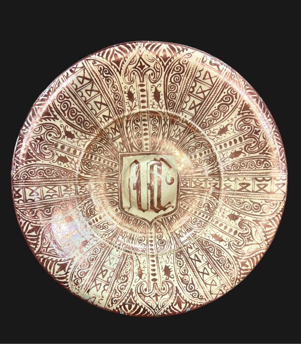 Piatto Ispano-moresco a lustro fine XVI, primi XVII secolo, 40,5cm.-photo-2