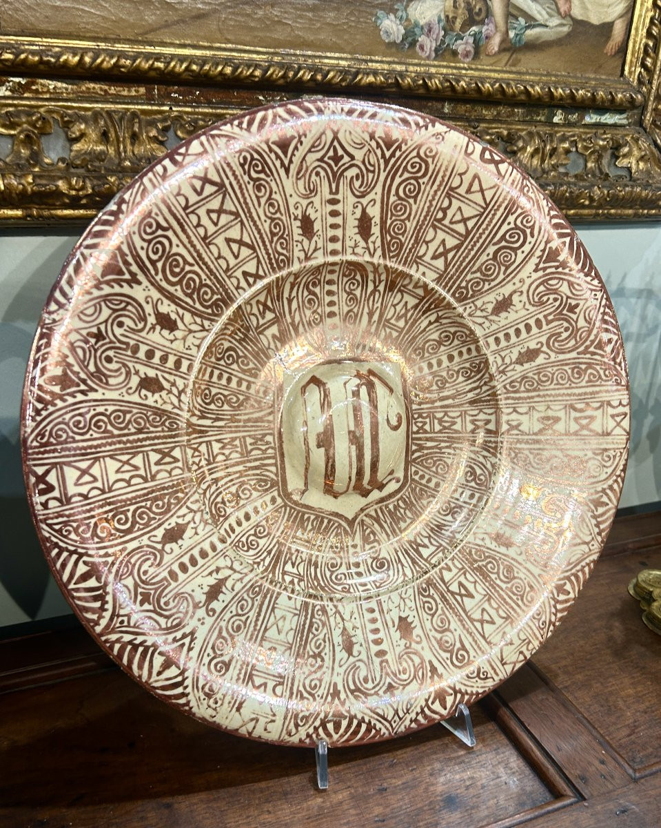 Piatto Ispano-moresco a lustro fine XVI, primi XVII secolo, 40,5cm.-photo-3