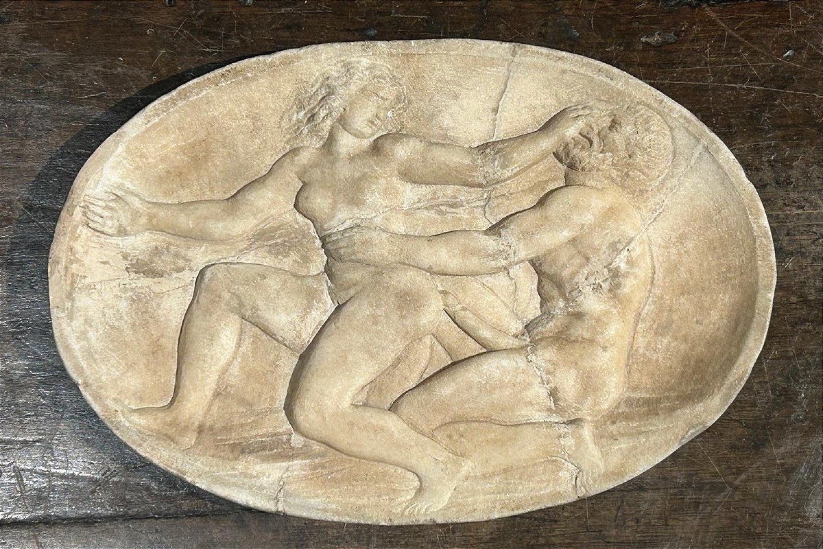 Basso rilievi in marmo con scene erotiche di ambito neoclassico.-photo-2