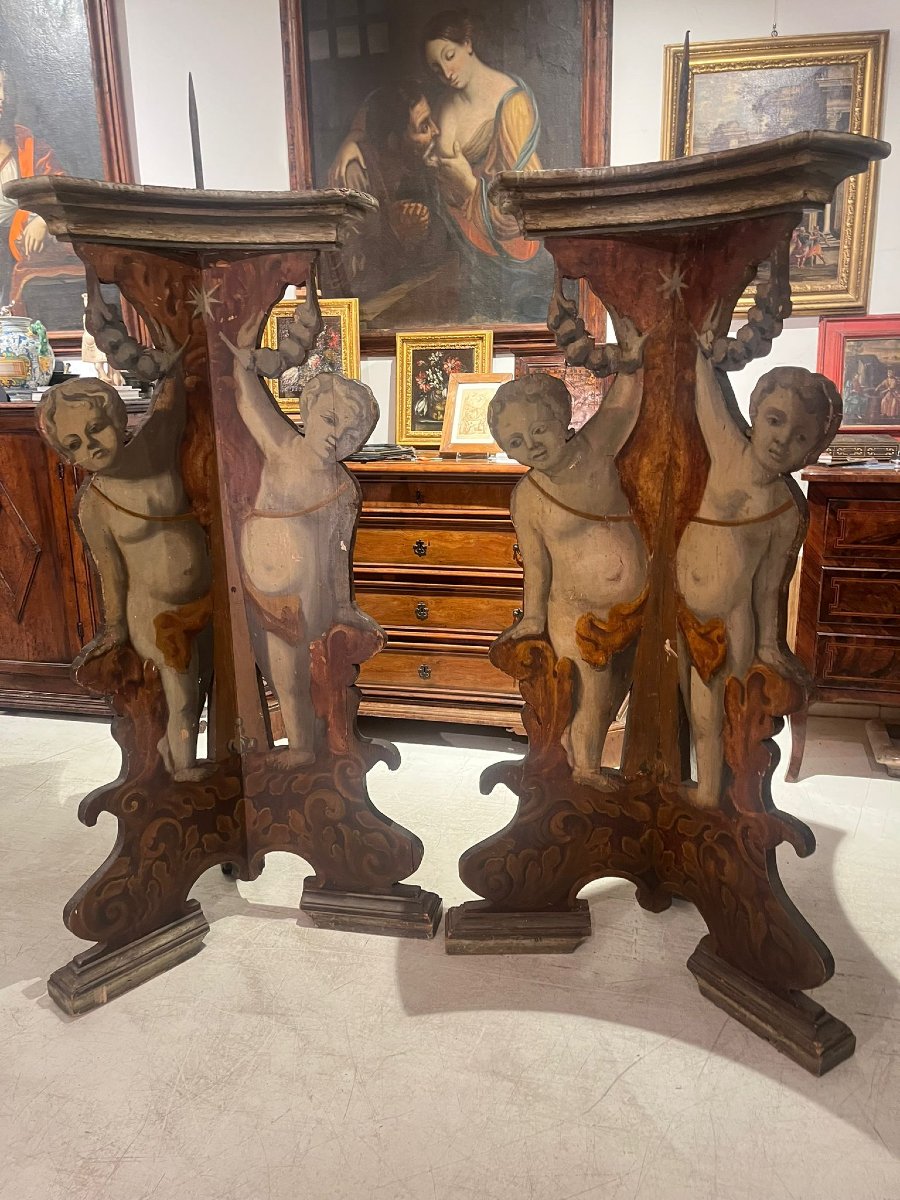 Rara coppia di candelieri reggi-cero da palazzo. Toscana, metà del XVII secolo.-photo-4