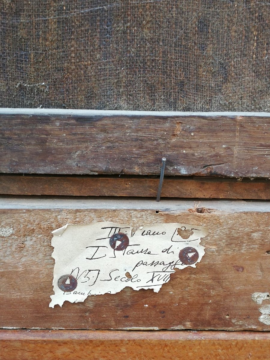 Salvator Mundi entro ghirlanda di fiori, dipinto a due mani di ambito umbro-laziale.-photo-1