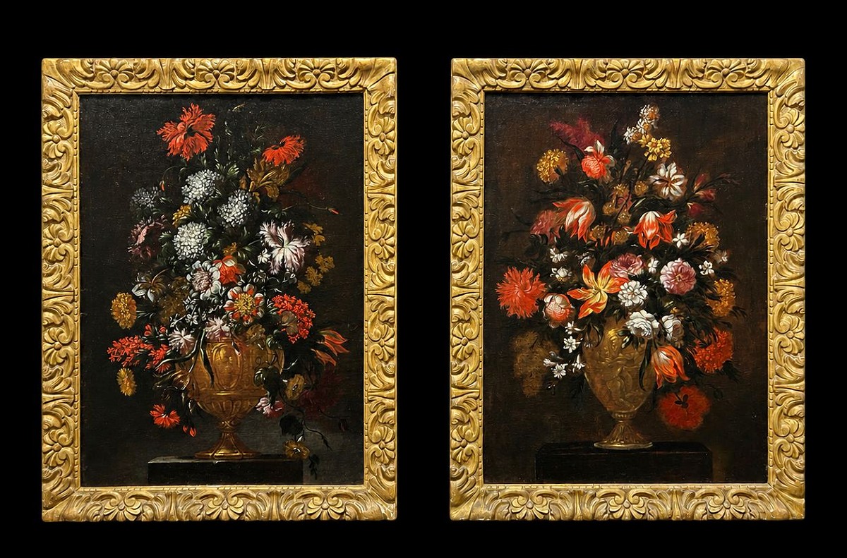 Coppia di pregevoli nature morte del XVII secolo.