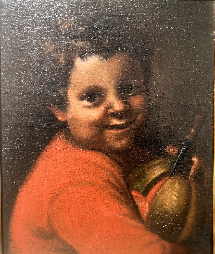Fanciullo con melone. olio su tela di fine del XVII s.- primi XVIII s., Italia settentrionale.-photo-2