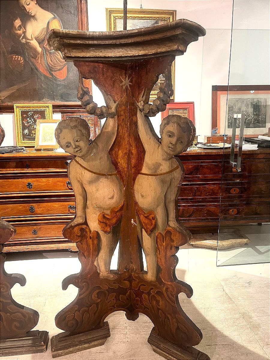 Rara coppia di candelieri reggi-cero da palazzo. Toscana, metà del XVII secolo.-photo-1