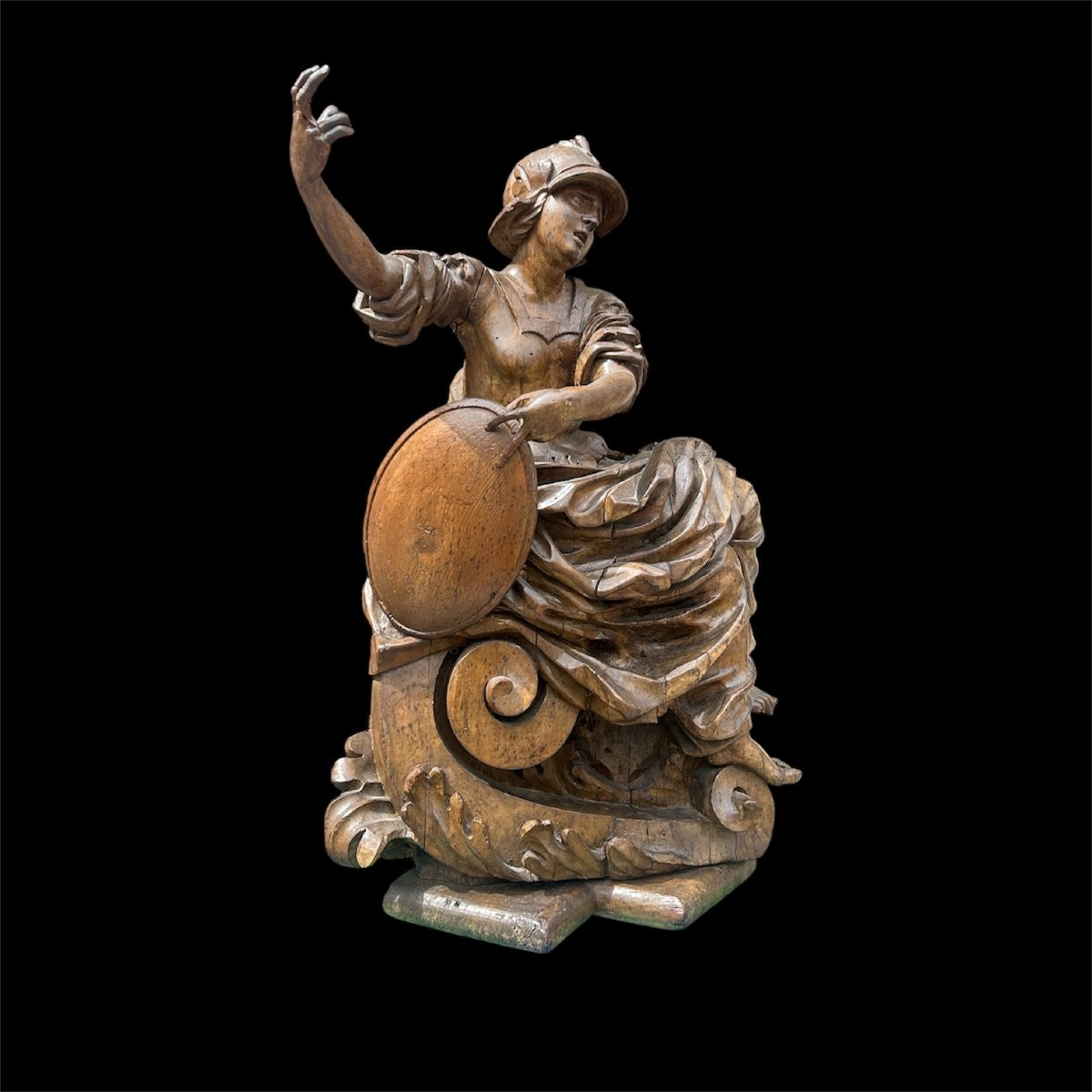 Allegoria della Sapienza o Minerva in legno finemente intagliato. Roma, 2a metà del XVIIs.-photo-6