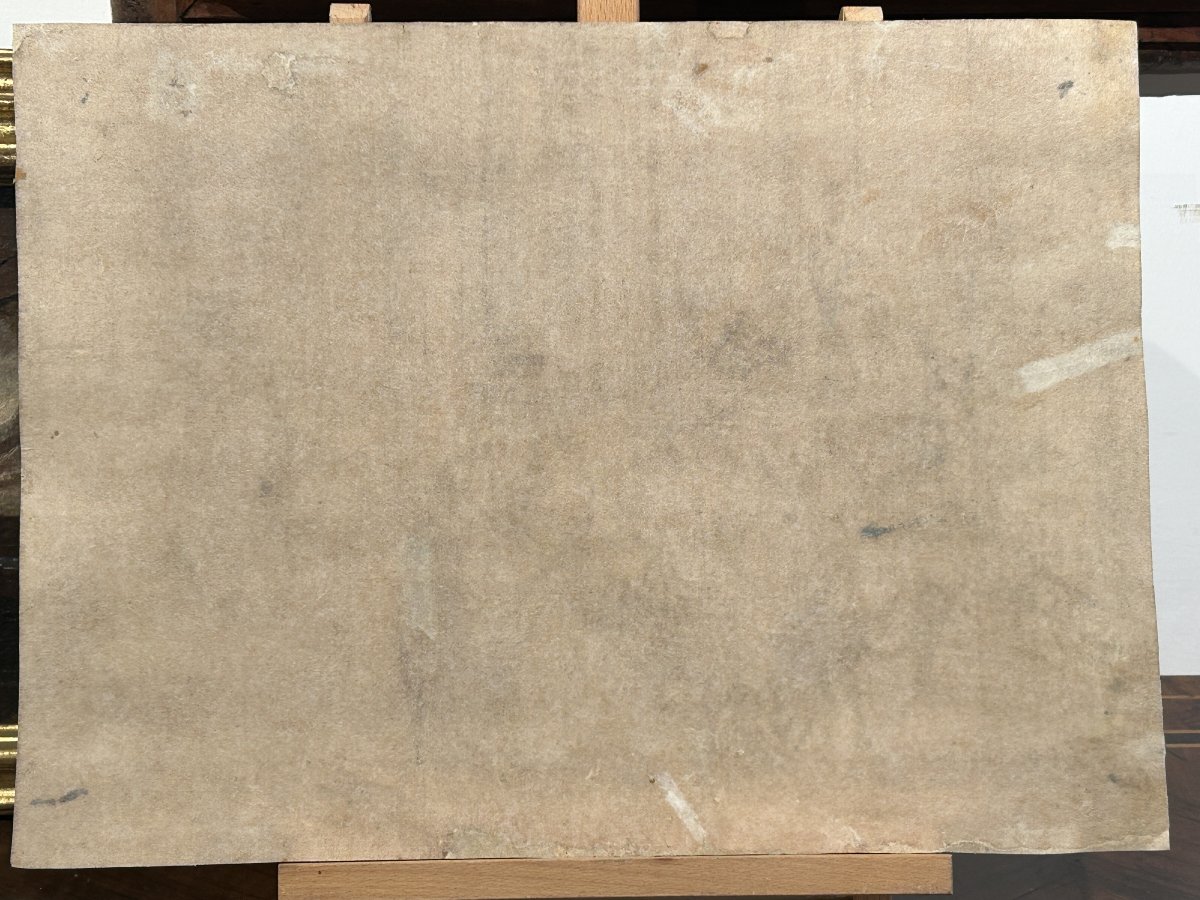 Disegno preparatorio ad inchiostro su carta. Quadraturista settentrionale del XVIII secolo.-photo-4