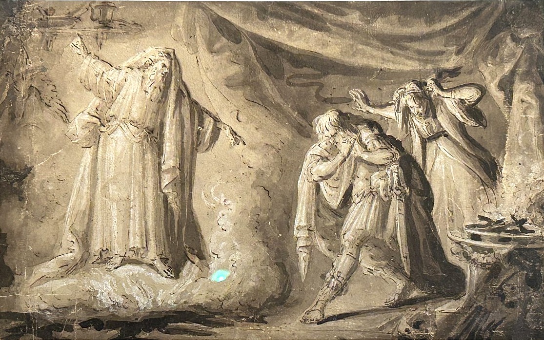 Scena di stregoneria, inchiostro e biacca su carta. Artista nordico del XVII secolo.-photo-3