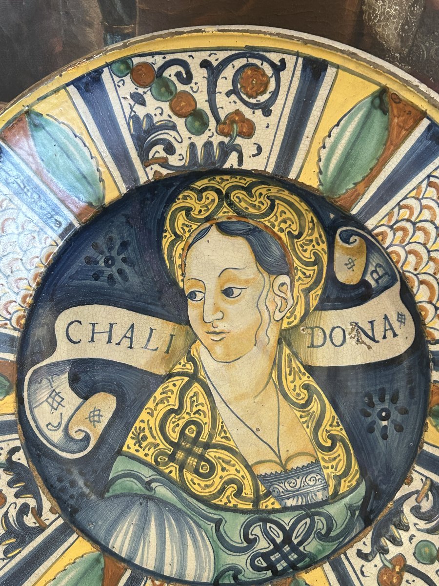 Piatto da pompa di Deruta con bella 1520-40ca.-photo-4