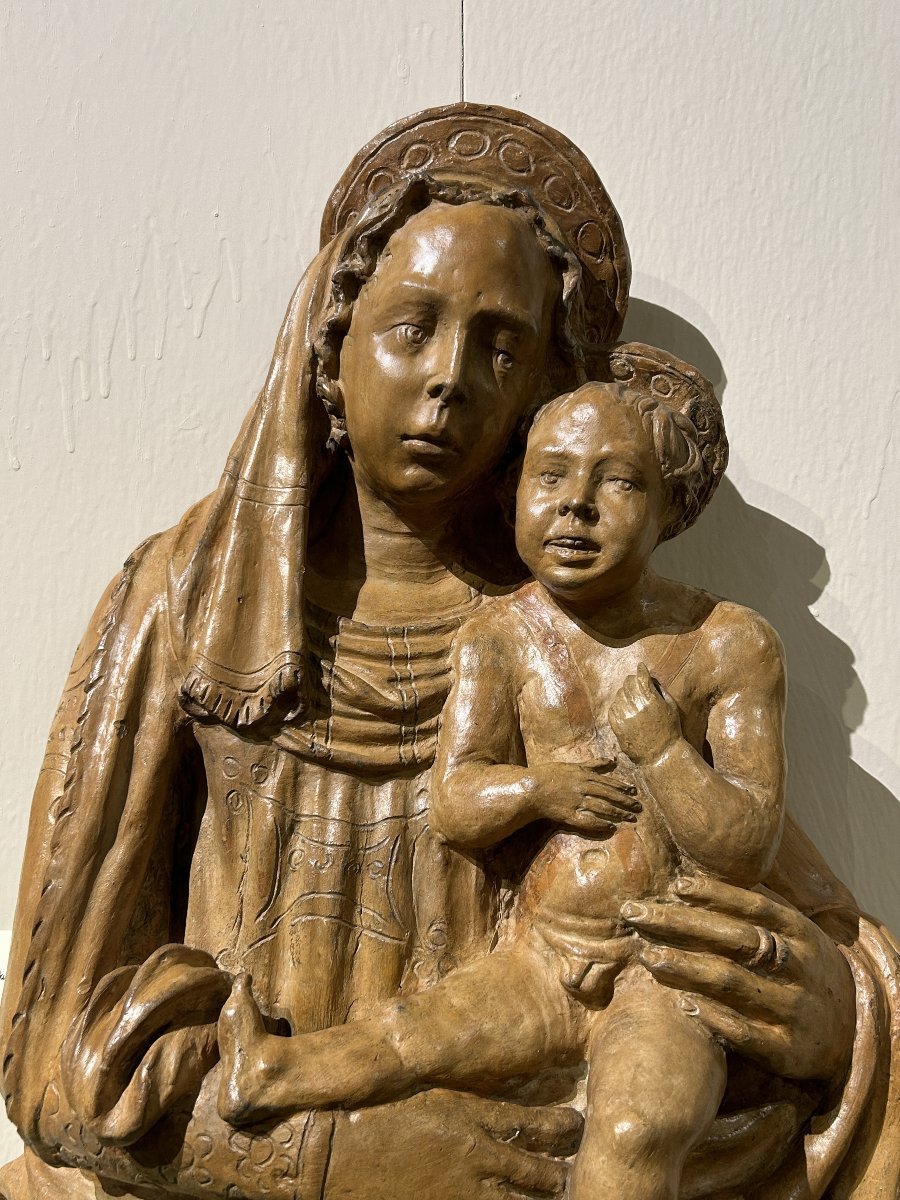 Madonna con bambino in terracotta di ambito lombardo del terzo quarto del XV secolo-photo-4