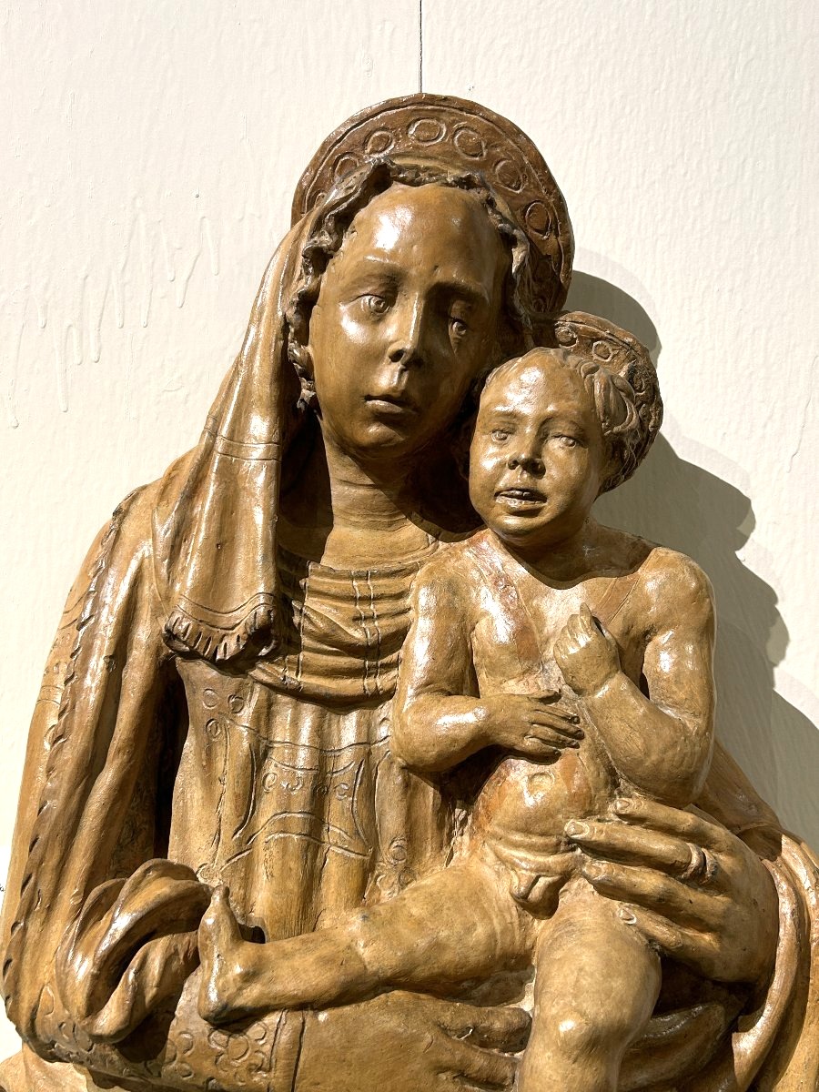 Madonna con bambino in terracotta di ambito lombardo del terzo quarto del XV secolo-photo-4