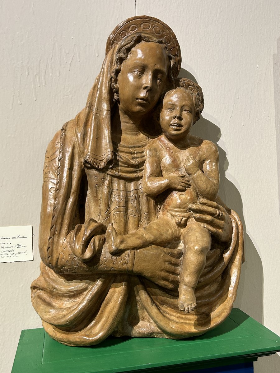 Madonna con bambino in terracotta di ambito lombardo del terzo quarto del XV secolo-photo-1