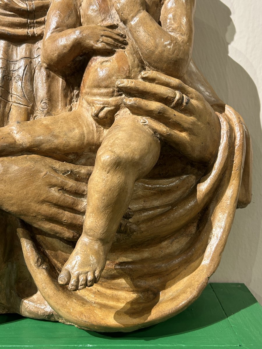 Madonna con bambino in terracotta di ambito lombardo del terzo quarto del XV secolo-photo-2