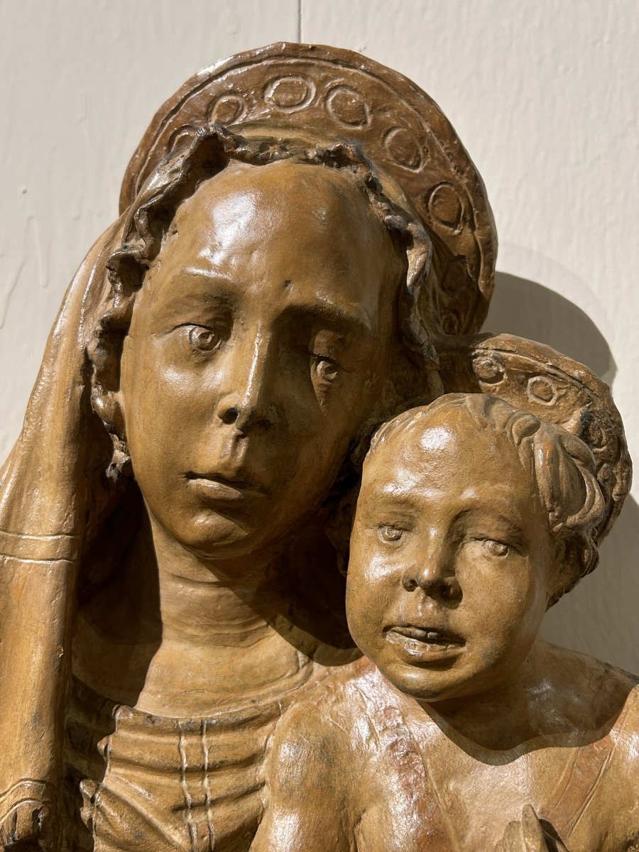 Madonna con bambino in terracotta di ambito lombardo del terzo quarto del XV secolo-photo-3