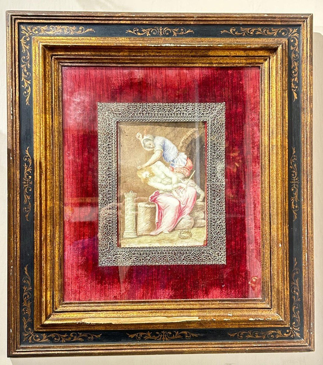 Olio su pergamena, Cristo deriso, artista tardomanierista ligure, seconda metà del XVI secolo-photo-3