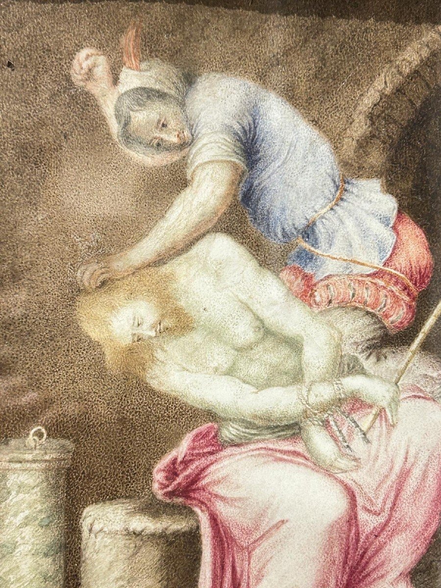 Olio su pergamena, Cristo deriso, artista tardomanierista ligure, seconda metà del XVI secolo-photo-1