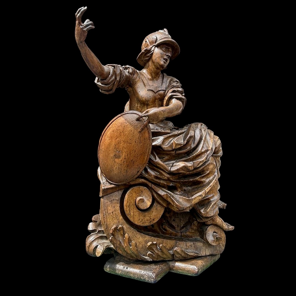 Allegoria della Sapienza o Minerva in legno finemente intagliato. Roma, 2a metà del XVIIs.-photo-2