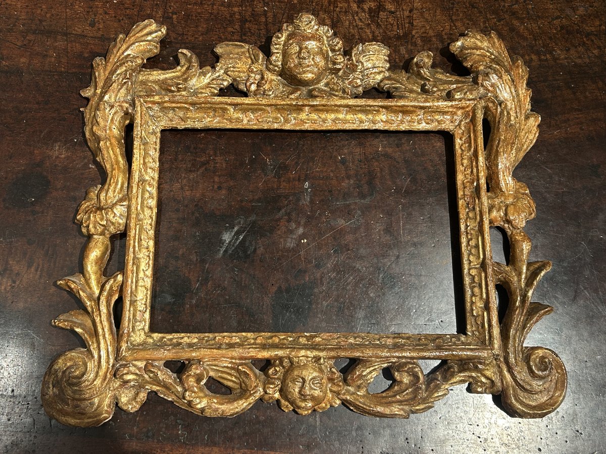 Antica cornice italiana intagliata del XVIII secolo.-photo-2