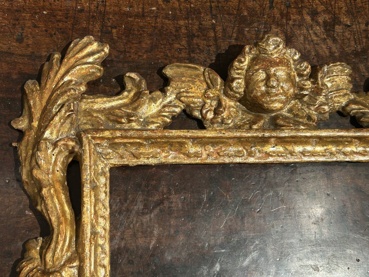 Antica cornice italiana intagliata del XVIII secolo.-photo-3