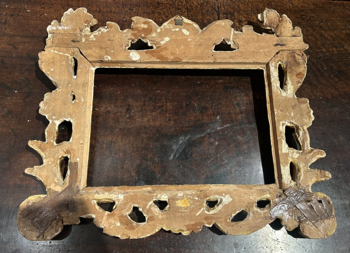 Antica cornice italiana intagliata del XVIII secolo.-photo-2