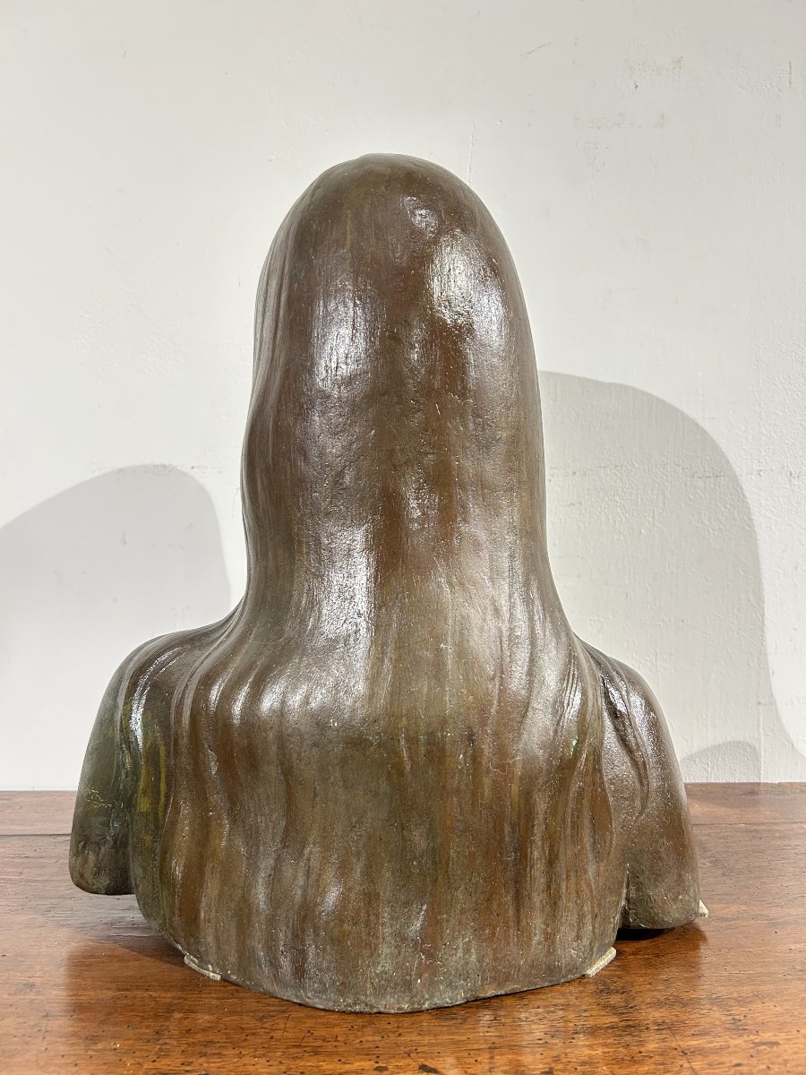 Busto femminile, scultura in bronzo firmata Baiardi. Anni '30 del XX secolo. (40cm x 47cm h)-photo-1