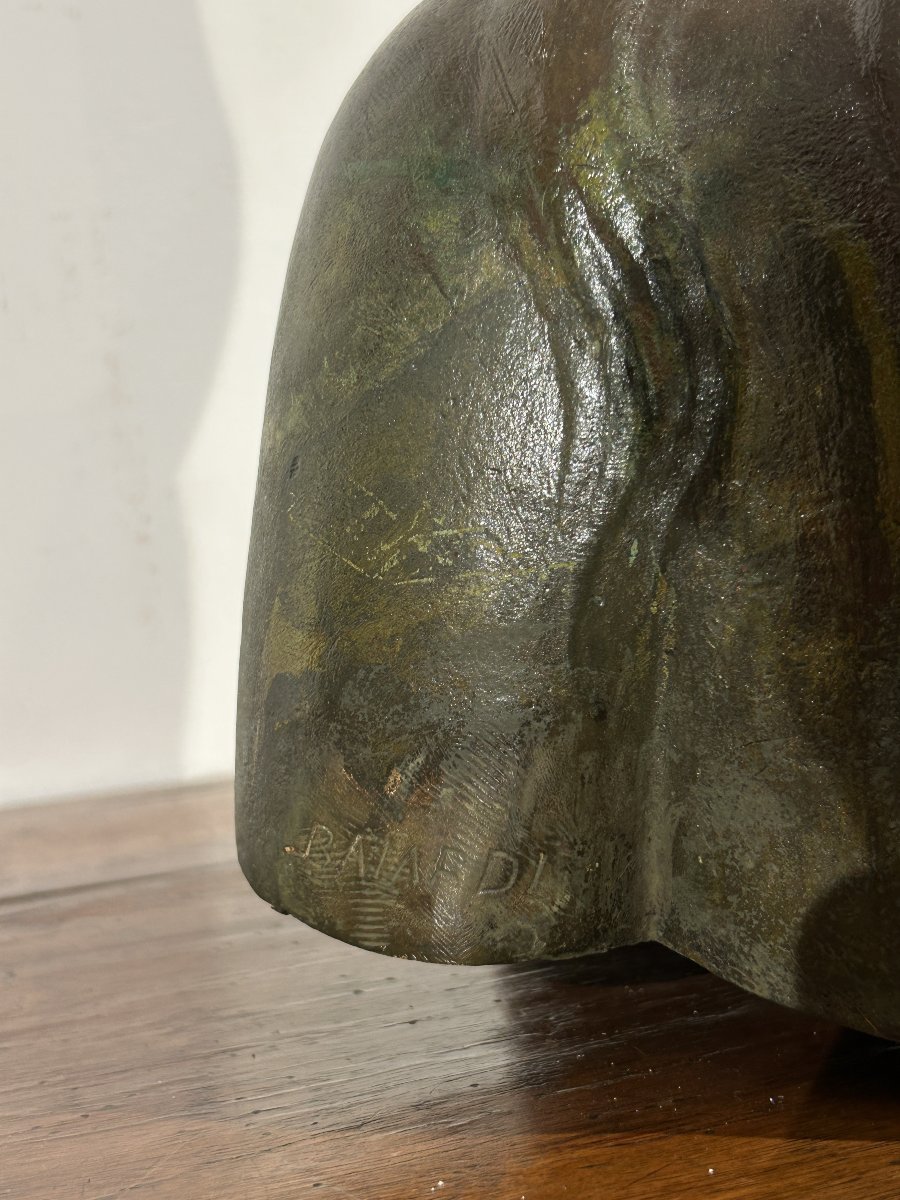 Busto femminile, scultura in bronzo firmata Baiardi. Anni '30 del XX secolo. (40cm x 47cm h)-photo-2