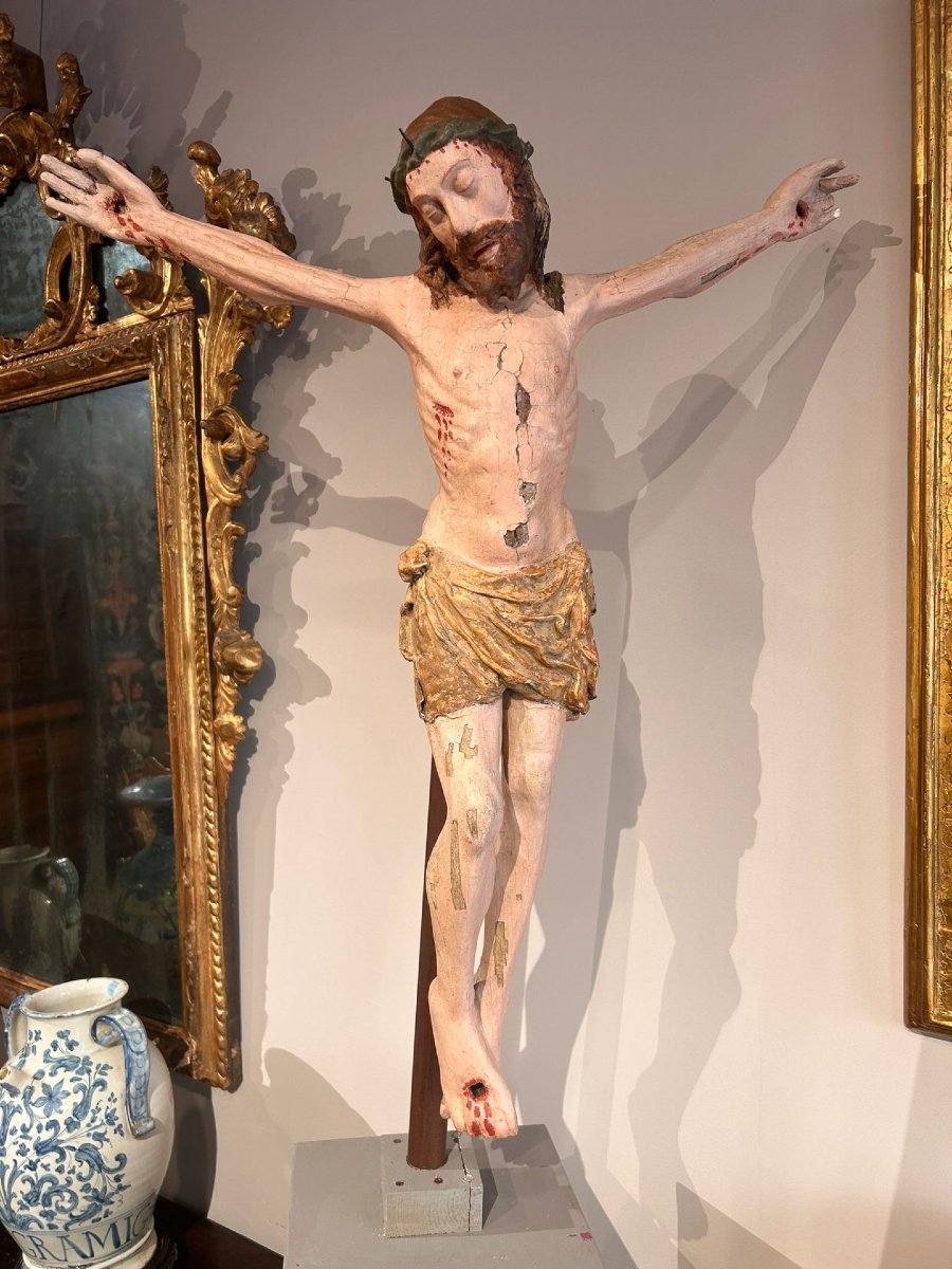 "Cristo patiens" in legno con policromia originale, Italia centrale primi del XVIs. -photo-2