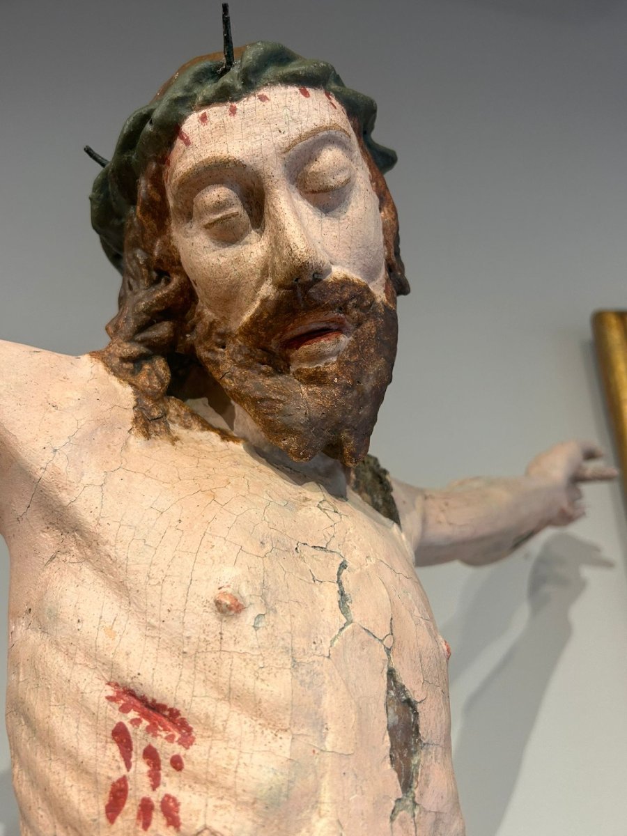 "Cristo patiens" in legno con policromia originale, Italia centrale primi del XVIs. -photo-5