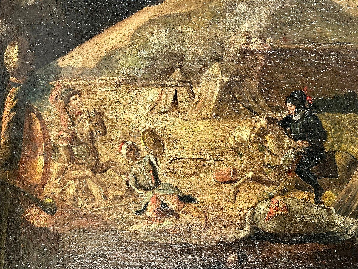 Ritratto di nobile siciliano in armatura con battaglia , 2a metà del seicento.-photo-2