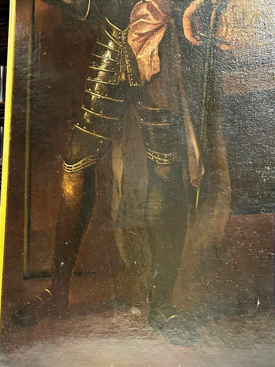 Ritratto di nobile siciliano in armatura con battaglia , 2a metà del seicento.-photo-3