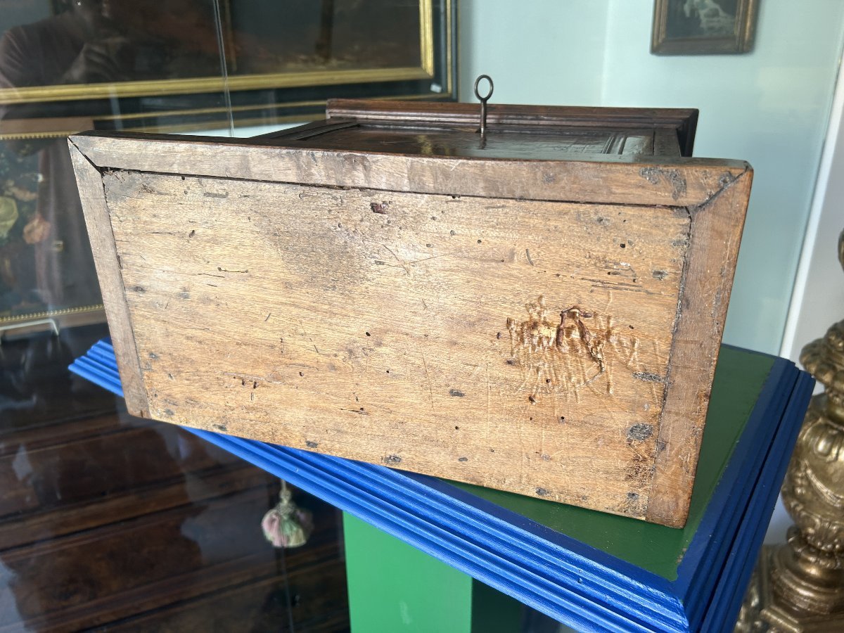 Piccolo e raro stipo monetiere ad intarsi certosini del XVI secolo-photo-6