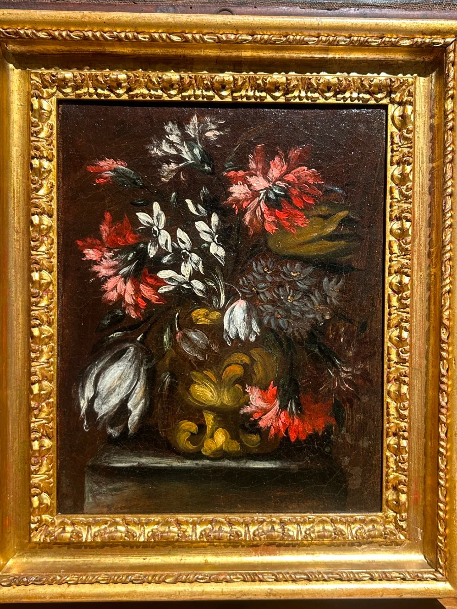 Coppia di Nature Morte con Fiori - Roma, metà del XVII secolo - Cerchia di Mario Nuzzi-photo-2