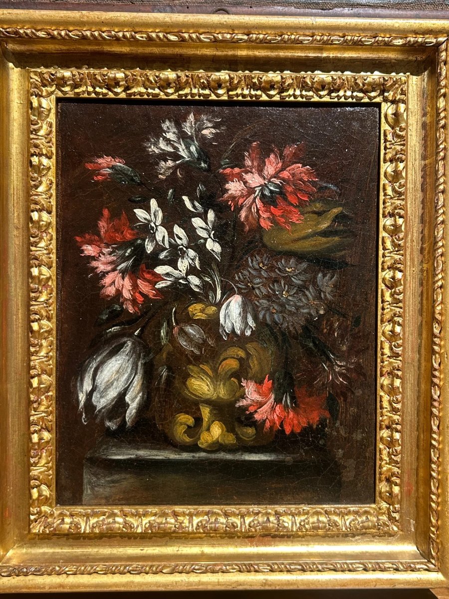 Coppia di Nature Morte con Fiori - Roma, metà del XVII secolo - Cerchia di Mario Nuzzi-photo-3