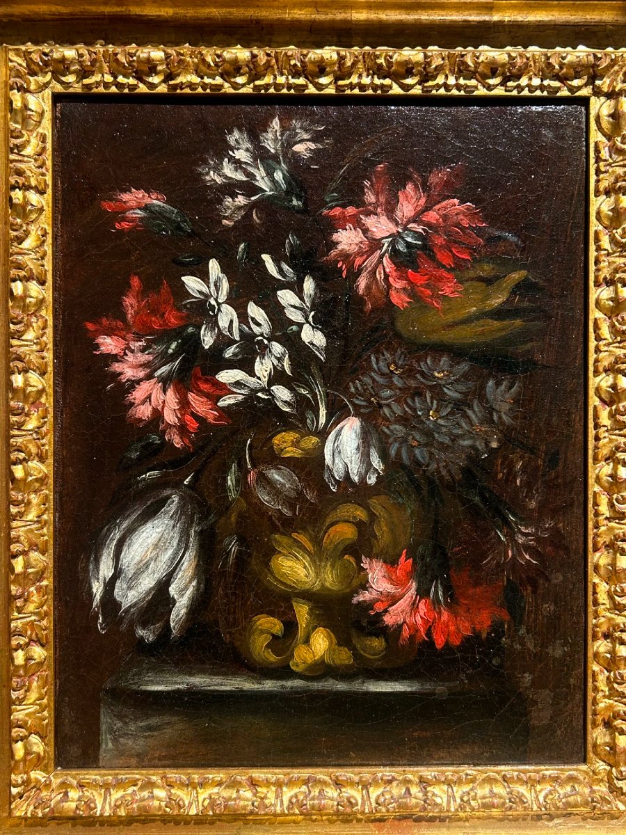 Coppia di Nature Morte con Fiori - Roma, metà del XVII secolo - Cerchia di Mario Nuzzi-photo-5