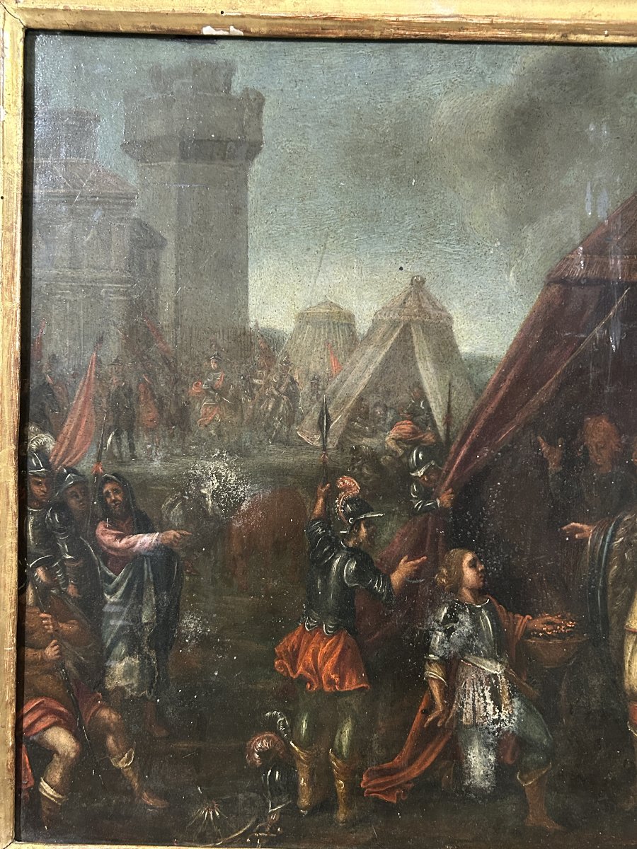Muzio Scevola, olio su ardesia della prima metà del XVII. ambito di Frans Francken II.-photo-2