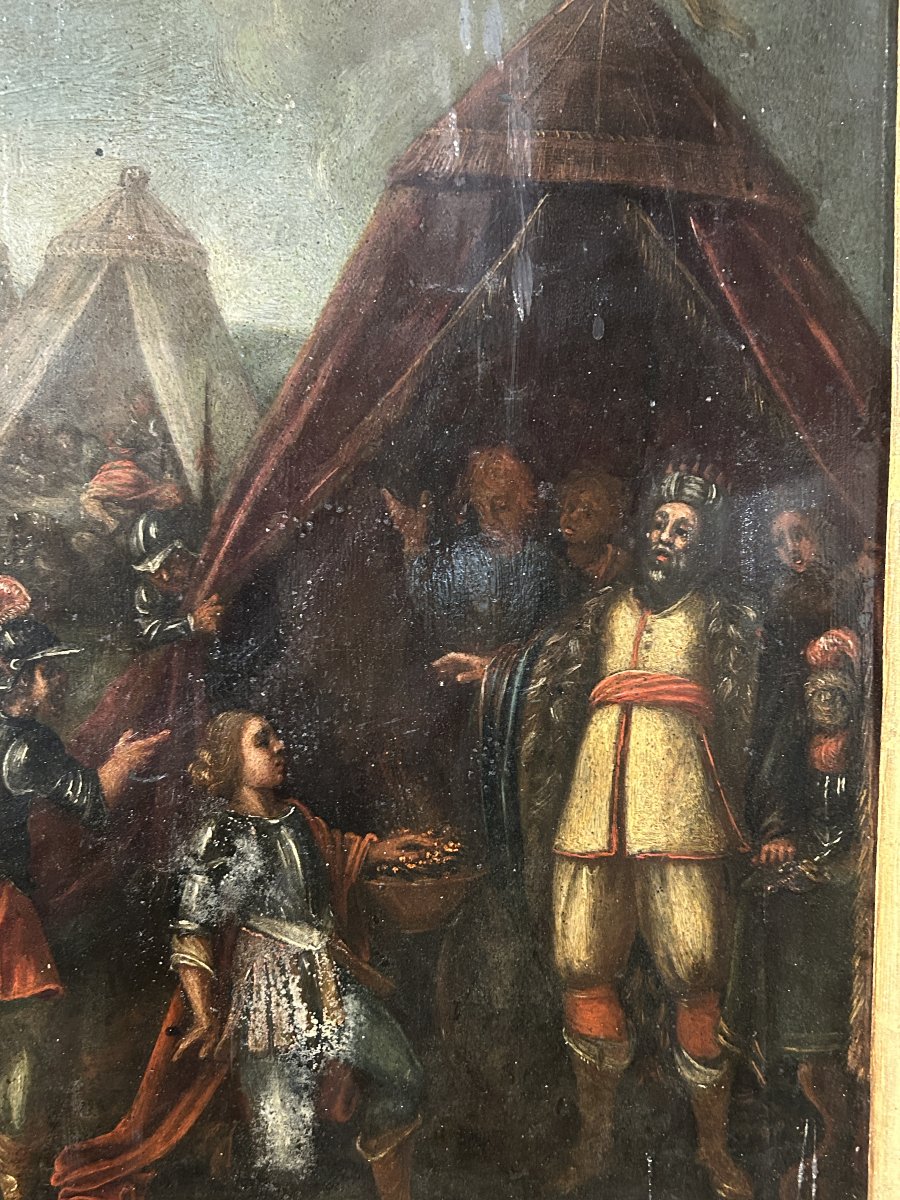 Muzio Scevola, olio su ardesia della prima metà del XVII. ambito di Frans Francken II.-photo-2