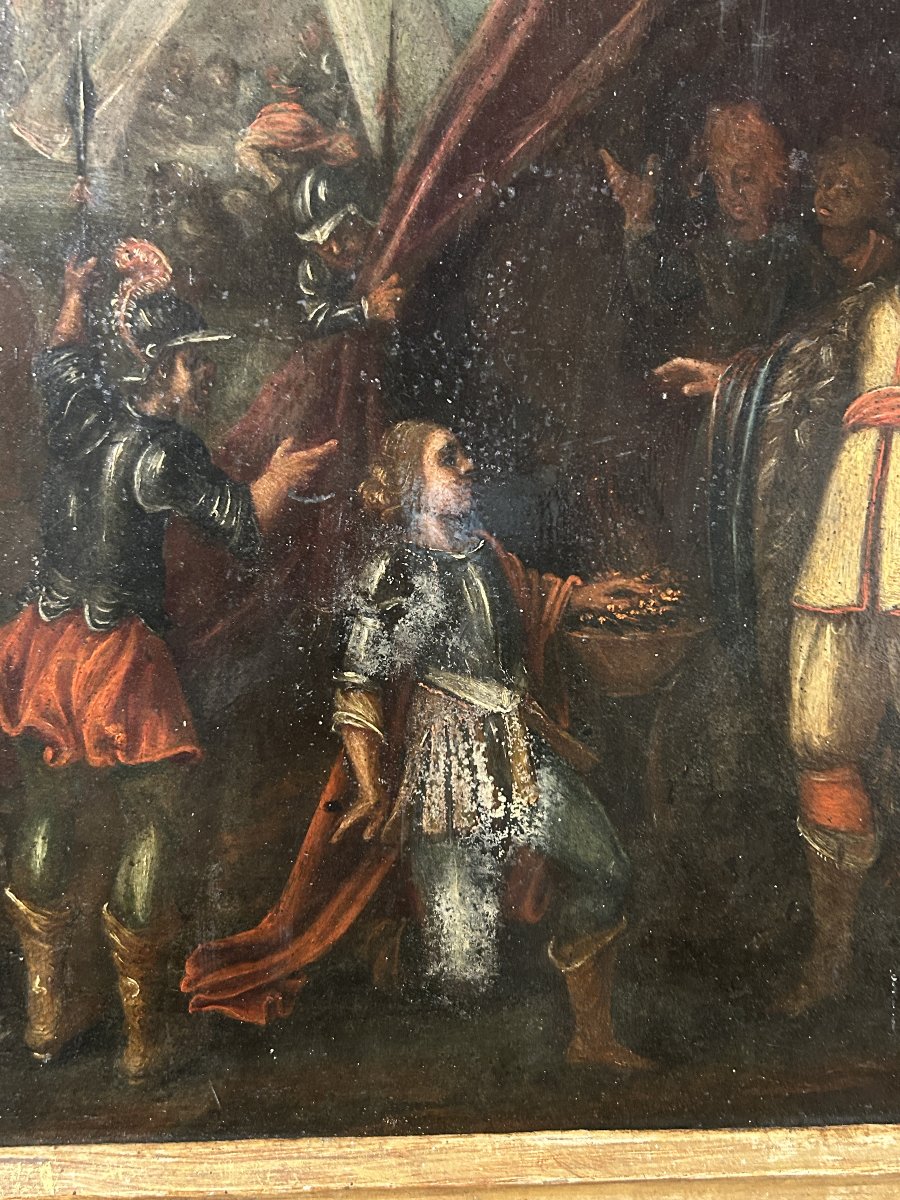 Muzio Scevola, olio su ardesia della prima metà del XVII. ambito di Frans Francken II.-photo-5