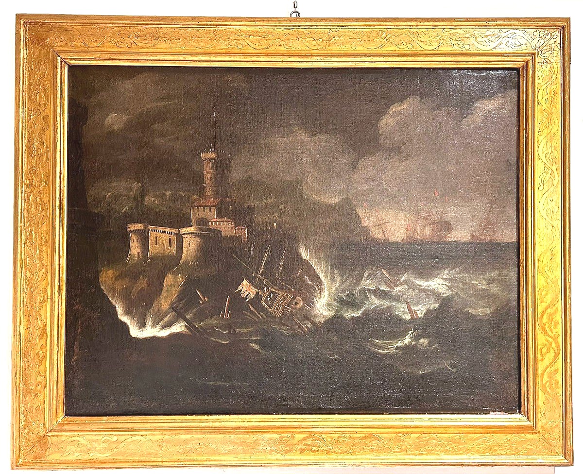 Interessante marina del seicento. Attr. a Monsù Montagna (ca. 1608-1660)-photo-2