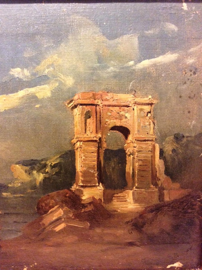 Marin Avec Ruines Classiques Et Paysage De Montagne, Huiles Sur Toile SignÉe Giuseppe Ferrari-photo-4