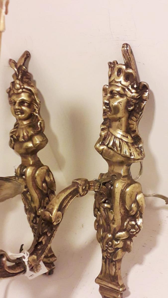 Paire Appliques En Bronze Doré Première Empire -photo-2