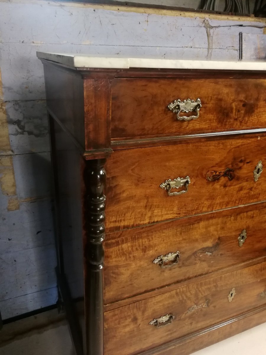  Belle Commode Italienne Seconde Moitié Du 19ème Siècle Avec Plateau En Marbre Blanc.-photo-4