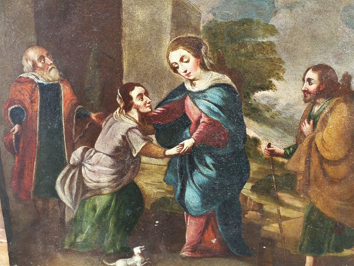 " Visitation de Marie ", Huile sur cuivre réalisée à la fin du XVII Siècle