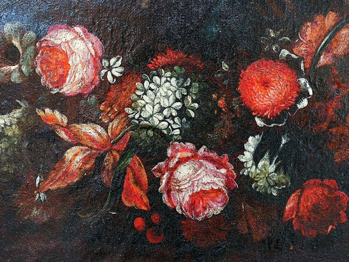  Salvador Mundi Dans Une Guirlande De Fleurs à La Manière De Daniel Seghers (anvers 1590 -1661)-photo-3